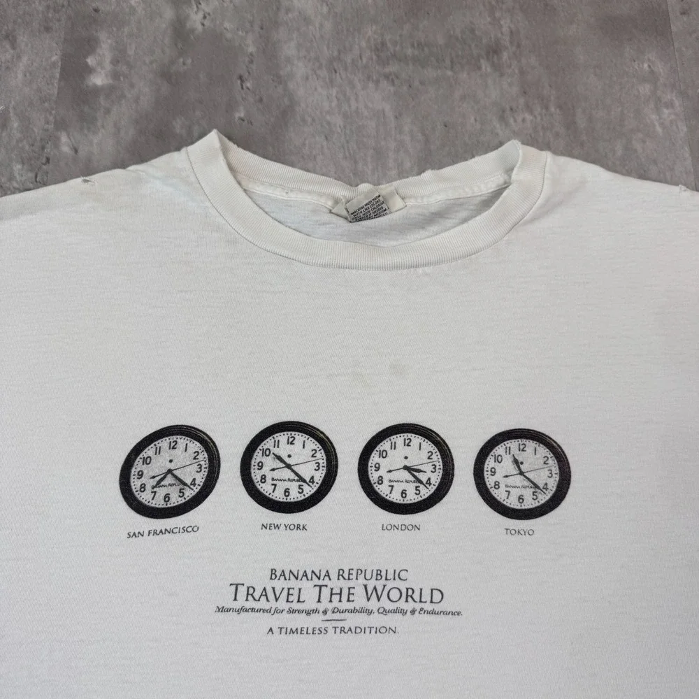 Vintage Banana Republic T-Shirt Mens XL White Promo Travel The World Tokyo 90s